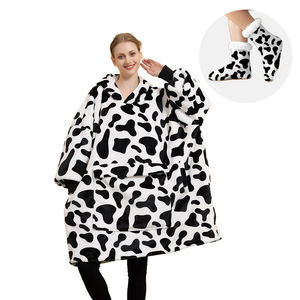 2 uds. Manta con capucha de talla grande de <span class=keywords><strong>animales</strong></span> con mangas, manta portátil de lana, Sudadera con capucha a cuadros, bolsillo para mujer con calcetines - Product Image 1