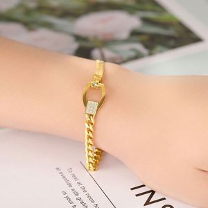 European American 18K Gold <b>Copper</b> Alloy Gold Plated Trendy High-End Personalized Hip Hop Charm <b>Bracelet</b> Blade Chain Chain - Product Image 4
