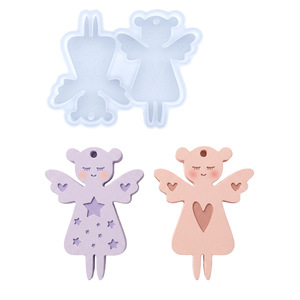 <span class=keywords><strong>Moule</strong></span> en silicone <span class=keywords><strong>pour</strong></span> locket Angel Girl, 2 cavités, design creux, <span class=keywords><strong>pour</strong></span> cire parfumée, plâtre, aromathérapie, décoration DIY - Product Image 2