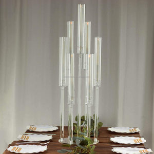 Biểu tượng tùy chỉnh 7 cánh Tay Acrylic candelabra Wedding party Candle Holders Acrylic nến cho Bảng trang trí - Product Image 3