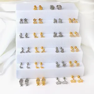 Anting-anting Stainless Steel, anting-anting mewah, baja tahan karat, non-noda, tahan air, anting-anting belakang sekrup, Perhiasan untuk bayi perempuan