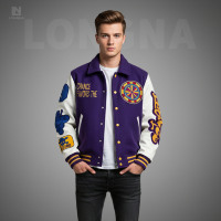 Vestes de baseball universitaires personnalisées en gros, unisexes, avec patch en chenille, en laine et viscose, style décontracté, ouverture frontale, pour l'hiver