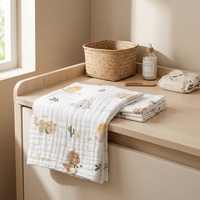 Serviette en gaze de coton pur pour bébé, 6 couches, classe A, couverture de bain pour nourrisson, douce, imprimé dessin animé