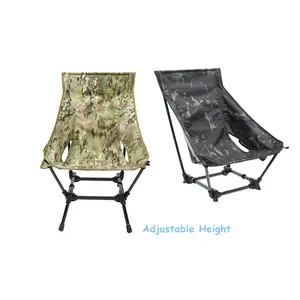 Logo personalizzato regolabile in altezza Camouflage Alu7075 sedia da campeggio pieghevole con schienale alto sedia da pesca Moon