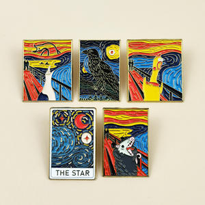 Broche de aleación con diseño de animal pequeño que grita, único y adorable, con patrón de fondo de pintura al óleo abstracta, accesorio decorativo para mochila - Product Image 1