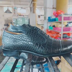 Chaussures habillées à lacets en cuir véritable à bout rond, imprimé crocodile, respirantes, pour le bureau et toutes les saisons - Product Image 2