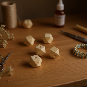 Perline di legno ottagonali ILAN 16 mm naturali per artigianato - Product Image 3