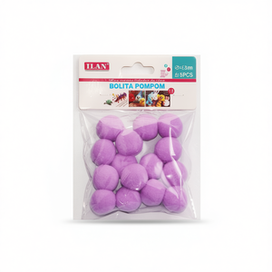 Palline Pompon ILAN 2,5 cm Viola 15 Pezzi per Decorazioni Artigianali - Product Image 2