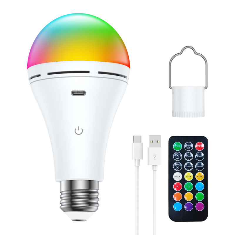 High Quality Smart Remote Touch Control 3CCT Rechargeable Led Light Blubs With Hook