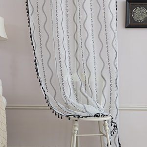 Rideaux transparents Bohemian Wave 100% Polyester-Glands peints à la main d'inspiration marocaine, bloquant les UV pour chambre à coucher/café/maison de plage - Product Image 4