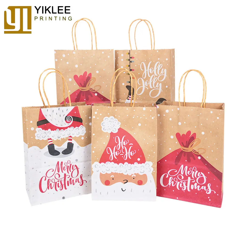 2023 Neujahrs party Kinder bevorzugen Schneeflocken Frohe Weihnachten Candy Cookie Verpackungs tasche Kraft papier Geschenkt üten für Geschenk