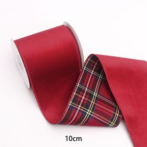 Kant-en-klare overlock-geweven fluwelen Schotse DIY strikkenmaak lint voor kerstcadeaus, bloemige accenten, huisdecoratie, feestelijk - Product Image 6