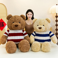 Peluche Ours en Peluche Adorable avec Pull Rayé, Poupée en Coton PP pour Cadeau de Mariage, Vente en Gros, Présentation en Magasin, Détail