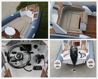 Bateau pneumatique semi-rigide Haohai CE 7,6 m RIB 760 en Hypalon avec coque rigide en aluminium, cabine de pêche, pour 13 personnes, idéal pour la dérive et le surf