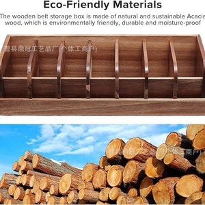 Caja de almacenamiento de madera con divisiones, tipo rectangular vertical, para cinturones, corbatas y accesorios, organizador de gabinete - Product Image 4