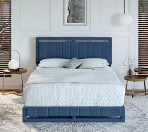 Edredón de cama familiar Queen de madera con plataforma baja tamaño King marco de cama de alta calidad de madera - Product Image 4