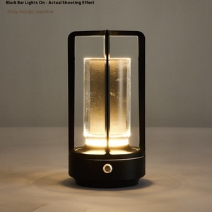 Lujo decorativo recargable 3 colorido Control táctil <span class=keywords><strong>Led</strong></span> Crystal LanternTable Metal lámpara de cristal para dormitorio - Product Image 4