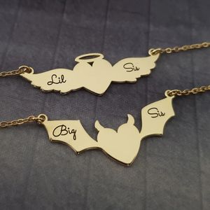 Moda 18K chapado en oro Big Sis <span class=keywords><strong>Lil</strong></span> Sis collar delicado impermeable y alto pulido joyería Regalo De hermana a hermana - Product Image 1