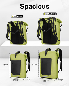 Sac à dos ultraléger imperméable en TPU 35L, sac étanche à enroulement, panneau dorsal rembourré confortable, <span class=keywords><strong>kayak</strong></span>, camping, pêche, voyage, etc. - Product Image 2