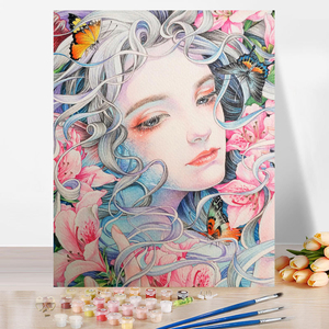 Cuadro de pintura por números para adultos con/sin marco, pintura hecha a mano DIY, Retrato, estilo de niña, decoración del hogar, manualidades fotográficas personalizadas - Product Image 1