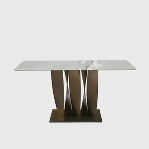 Koningen-Wing Vintage Minimalistische Stijl Console Tafel Salontafel Natuurlijke Marmeren Theetafel Groothandel Custom Meubelen Woonkamer