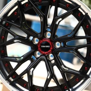 ล้อฟอร์จ TITAN FORCE ขนาด 20x9 20x10.5 นิ้ว 5x114.3 แบบสองชิ้น ขอบลึก สีดำขอบขัดเงา เหมาะสำหรับ <span class=keywords><strong>Ford</strong></span> <span class=keywords><strong>Mustang</strong></span> Honda S2000 - Product Image 4