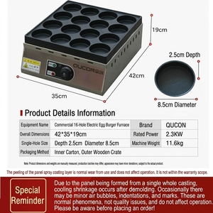Gaufrier commercial <span class=keywords><strong>mini</strong></span> 16 trous en acier inoxydable antiadhésif avec contrôle de température électrique pour usage domestique et extérieur - Product Image 4