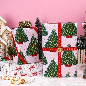 Yarcony Girl Christmas Wrapping Paper Roll 17 Inch X 33 Feet Pink Tree <b>Candy</b> <b>Cane</b> Bow Design Easy Tear Decorative Paper - Product Image 5