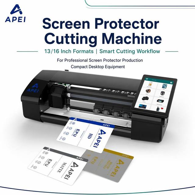 APEI Factory Direct Unlimited Phone Screen Protector Cutting Machine PET/TPU Hydrogel Film Plotter 50000+ Models Support