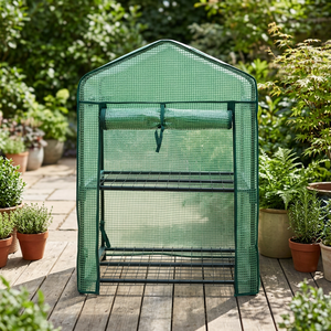 Serre de balcon moderne à 2 niveaux, facilement assemblable, grand espace de culture intérieur pour plantes, avec structure en PVC, PE et métal, résistante aux intempéries - Product Image 2