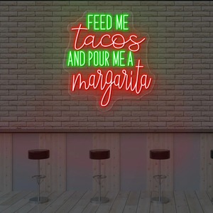 Alimenta-me con <span class=keywords><strong>tacos</strong></span> y derrame-me una margarita, decoraciones acrílicas personalizadas con luz LED para puerta, animatrónicos <span class=keywords><strong>de</strong></span> pared para colgar, fantasma <span class=keywords><strong>de</strong></span> Halloween - Product Image 1