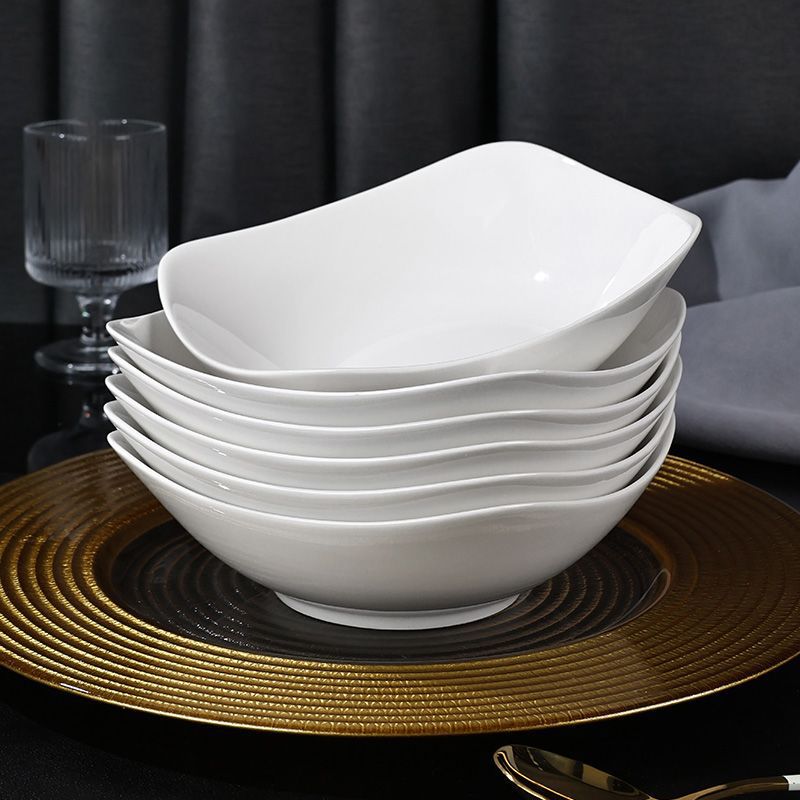 Bols carrés blancs unis (paquet de 6, 8 pouces)