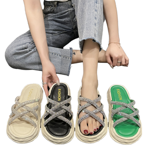 Zapatos de Mujer con Punta Redonda, Pedrería, Plataforma Gruesa, Tacón Plano, Transpirables, para Exteriores, Moda de Verano y Otoño - Product Image 1