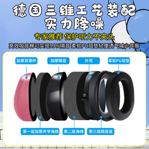 Cache-oreilles anti-bruit pour enfants, type bandeau, pliable, réduction de 37 Db, pour les enfants de 0 à 15 ans, protection pour l'étude et le sommeil - Product Image 3