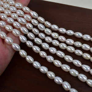 WENCHI 1021 Perles de riz d'eau douce naturelles économiques de 6 mm, blanches, en vrac, 37 cm par lot pour la fabrication de bijoux - Product Image 6