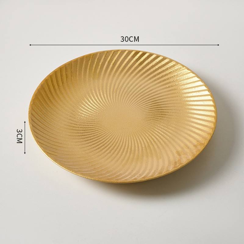 Golden round fruit plate