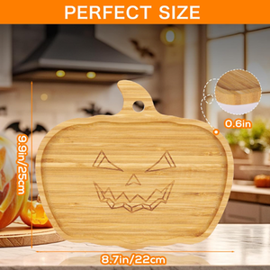 Planche à découper en bambou pour Halloween, écologique, avec gravure de citrouille Jack <span class=keywords><strong>O</strong></span>'Lantern, idéale pour servir en cuisine - Product Image 3
