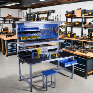 Bàn làm việc sửa chữa máy tính bằng thép không gỉ có thể điều chỉnh, bán chạy năm 2025, có ngăn kéo nhiều tầng và ổ cắm, dùng cho xưởng sửa chữa và cửa hàng sửa chữa - Product Image 4