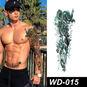 Large Chest Tattoo For Men Black Chinese Fly Dragon Waterproof