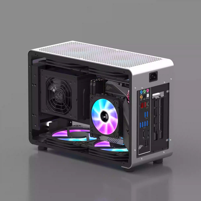 High-Performance A4 ITX Case Mini ITX PC Case with 240mm Radiator Support, Compact A4 Format, Triple-GPU Compatible