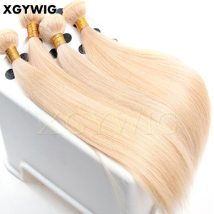 10 "-40" Stock expédition le jour suivant faisceaux droits soyeux brésiliens vierges humains <span class=keywords><strong>platine</strong></span> blond couleur 613 Extensions de cheveux - Product Image 4