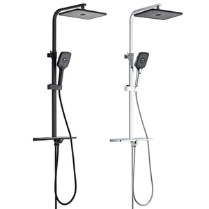 Système de douche mural réglable à 3 fonctions, ensemble de douche de bain en acier inoxydable de qualité supérieure avec étagère de rangement, accessoires de robinetterie - Product Image 1