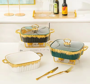 火锅白色11英寸陶瓷双耳烤盘，餐具，陶瓷制作 - Product Image 5