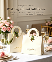 Ringförmige, umweltfreundliche, wiederverwendbare, handgefertigte Geschenktüte aus Kunstpapier für Hochzeiten und Bankette mit Premium-Band und Goldprägung