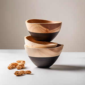 Tazón de Madera Rústico Hecho a Mano, Tazón de Cerámica Pulida para Ensaladas y Masas con Logotipo Personalizado para Regalos de Boda, Artesanía y Tecnología - Product Image 1