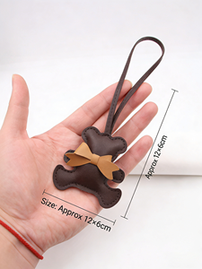 En gros, Pendentif porte-clés ours en peluche en cuir souple avec <span class=keywords><strong>sangle</strong></span> en cuir réglable, Ornement de sac tendance - Product Image 5