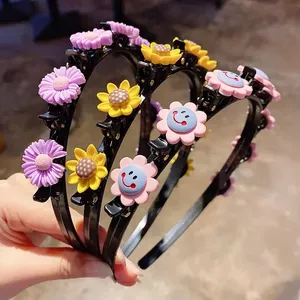 Venta al por mayor de Bandas de Plástico de Dibujos Animados Coreanos para Niños, Flequillo de Niña de Flores, Artefacto Fijo, Accesorios PARA EL Cabello, Proveedores de Diademas