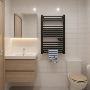 Sèche-serviettes électrique IP24 avec affichage LED, mural, <span class=keywords><strong>en</strong></span> aluminium premium, antirouille, pour salle de bain, à économie d'énergie - Product Image 1
