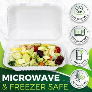 Boîte d'emballage alimentaire minimaliste jetable de 9 pouces en bagasse écologique pour viande avec estampage, idéale pour les boissons - Product Image 4