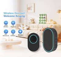 Sonnette sans fil avec batterie intégrée, portée de 150 m, maison intelligente, sonnette sans fil, sonnerie de porte, sonnerie de portail, 220 V